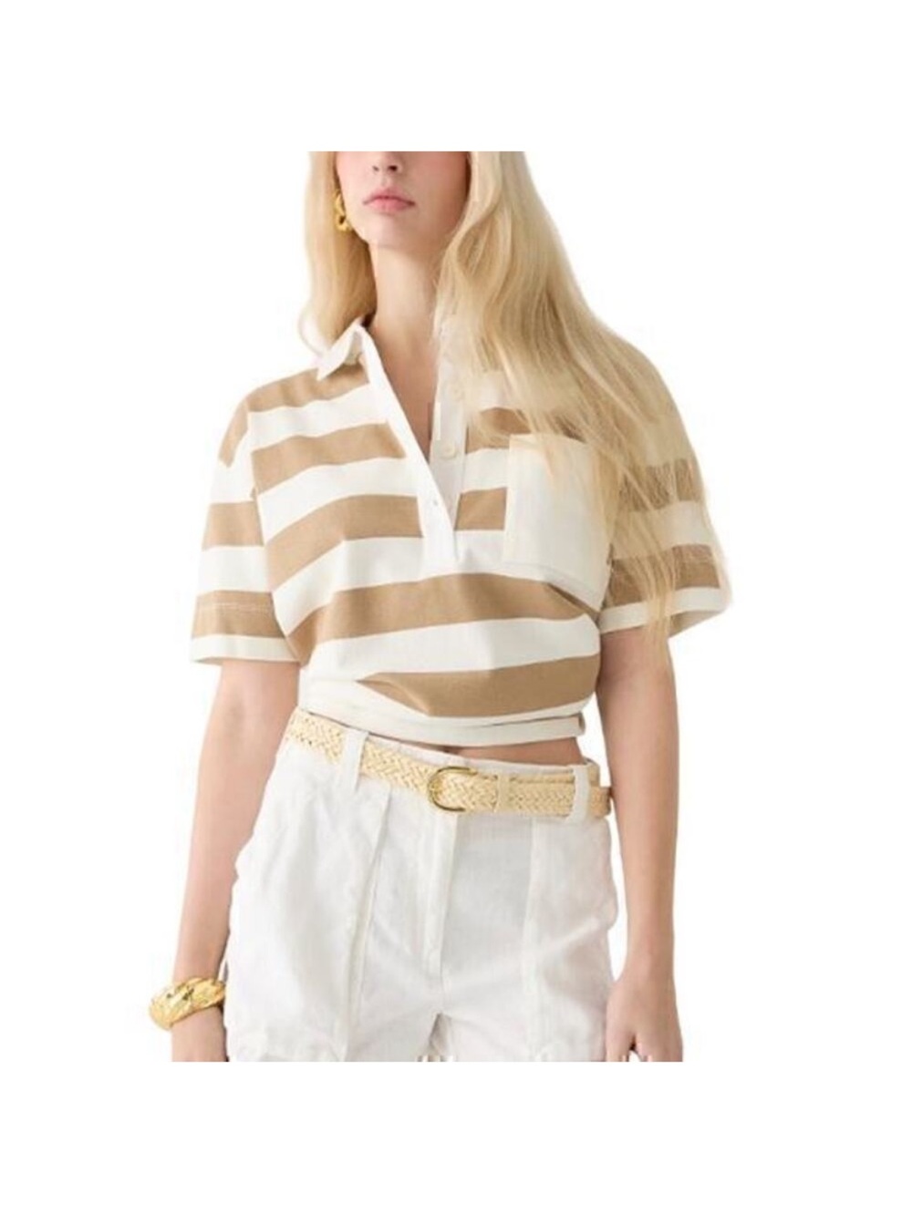 J.Crew Polo T-shirt in stripe mariner cotton BY401 size Small